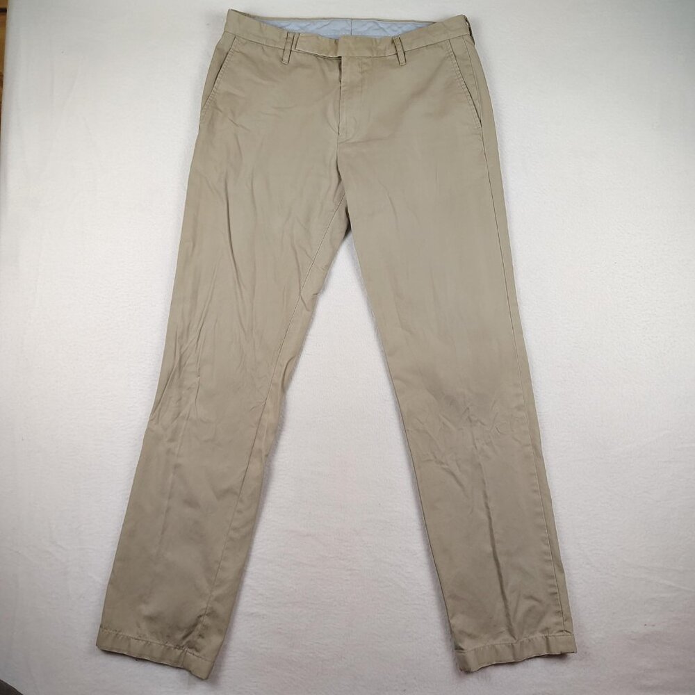 Lacoste Flat Front Khaki Pants Womens sz 40Medium Tan Chino 100% Cotton